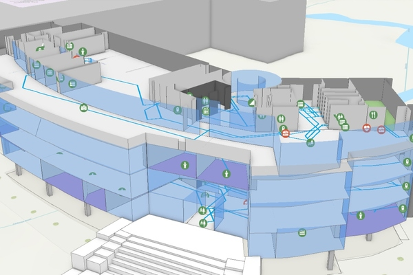 A smart building digital twin is a dynamic, live 3D virtual replica of a physical facility.